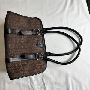 Etienne Aigner Brown/black purse, zipper and pockets, Logo, vintage?